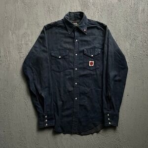 Vintage GWG Western Shirt Medium‎ Blue 1960s Embroidered Denim Pearl Snap